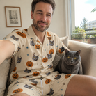 Selfie with the pet whose face is printed all over this Men's Lantern Laughs Custom Cat Face Shirt & Shorts Set