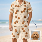 Man wearing Men's Lantern Laughs Custom Dog Face Shirt & Shorts Set — custom faces printed all-over