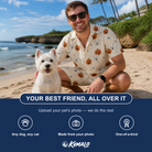 Friends in matching Men's Lantern Laughs Custom Dog Face Shirt & Shorts Set — a group gift photo