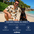 Friends in matching Men's Lantern Laughs Custom Dog Face Shirt & Shorts Set — a group gift photo