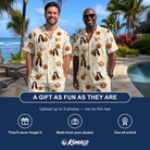 Friends in matching Men's Lantern Laughs Custom Face Shirt & Shorts Set — a group gift photo