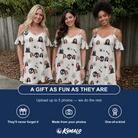 Friends in matching Women's Cryptic Crawlies Custom Face Off-Shoulder Dress — a group gift photo