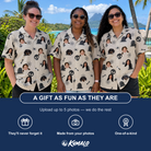 Friends in matching Women's Cryptic Crawlies Custom Face Hawaiian Shirt — a group gift photo