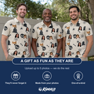 Friends in matching Men's Cryptic Crawlies Custom Face Polo Shirt — a group gift photo