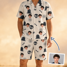 Man wearing Men's Cryptic Crawlies Custom Face Shirt & Shorts Set — custom faces printed all-over