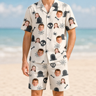 Model wearing Men's Cryptic Crawlies Custom Face Shirt & Shorts Set printed with kids' faces