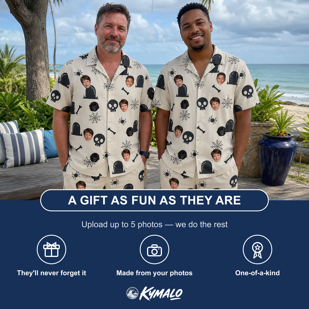 Friends in matching Men's Cryptic Crawlies Custom Face Shirt & Shorts Set — a group gift photo