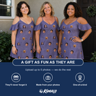 Friends in matching Women's Cemetery Chuckles Custom Face Off-Shoulder Dress — a group gift photo