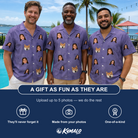 Friends in matching Men's Cemetery Chuckles Custom Face Hawaiian Shirt — a group gift photo