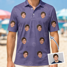 Man wearing Men's Cemetery Chuckles Custom Face Polo Shirt — custom faces printed all-over