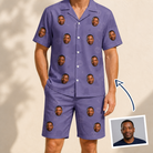 Man wearing Men's Cemetery Chuckles Custom Face Shirt & Shorts Set — custom faces printed all-over