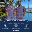 Friends in matching Men's Cemetery Chuckles Custom Face Shirt & Shorts Set — a group gift photo