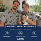 Friends in matching Men's Tombstone Tango Custom Cat Face Hawaiian Shirt — a group gift photo