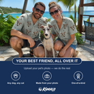 Friends in matching Women's Tombstone Tango Custom Dog Face Hawaiian Shirt — a group gift photo