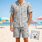 Man wearing Men's Tombstone Tango Custom Dog Face Shirt & Shorts Set — custom faces printed all-over