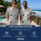 Friends in matching Men's Tombstone Tango Custom Face Shirt & Shorts Set — a group gift photo