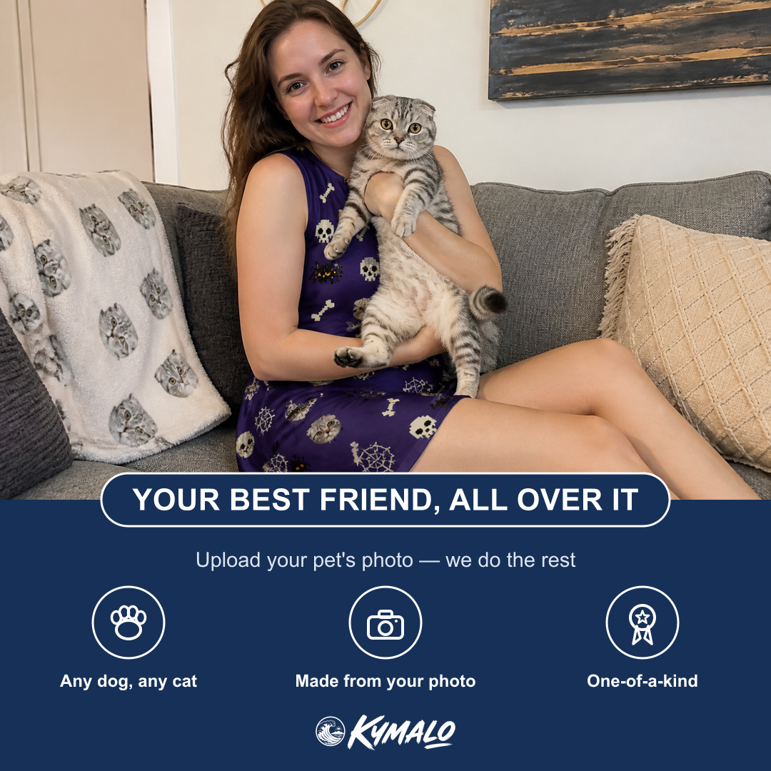 Friends in matching Women's Bone Appétit Custom Cat Face Tank Dress — a group gift photo