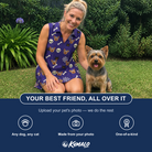 Friends in matching Women's Bone Appétit Custom Dog Face V-Neck Dress — a group gift photo