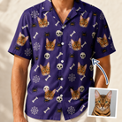 Man wearing Men's Bone Appétit Custom Cat Face Hawaiian Shirt — custom faces printed all-over