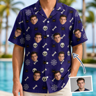 Man wearing Men's Bone Appétit Custom Face Hawaiian Shirt — custom faces printed all-over