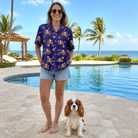 Full-length photo with the pet printed all over this Women's Bone Appétit Custom Dog Face Hawaiian Shirt