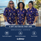 Friends in matching Women's Bone Appétit Custom Face Hawaiian Shirt — a group gift photo