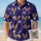 Man wearing Men's Bone Appétit Custom Cat Face Polo Shirt — custom faces printed all-over
