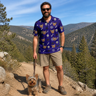 Full-length photo with the pet printed all over this Men's Bone Appétit Custom Dog Face Polo Shirt