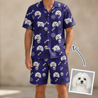Man wearing Men's Bone Appétit Custom Dog Face Shirt & Shorts Set — custom faces printed all-over