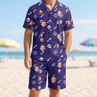 Model wearing Men's Bone Appétit Custom Face Shirt & Shorts Set printed with kids' faces