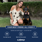 Friends in matching Women's Arachnid Antics Custom Dog Face Off-Shoulder Dress — a group gift photo