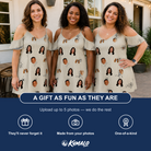 Friends in matching Women's Arachnid Antics Custom Face Off-Shoulder Dress — a group gift photo