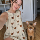 Selfie with the pet whose face is printed all over this Women's Arachnid Antics Custom Cat Face Tank Dress