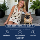 Friends in matching Women's Arachnid Antics Custom Dog Face V-Neck Dress — a group gift photo