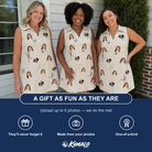 Friends in matching Women's Arachnid Antics Custom Face V-Neck Dress — a group gift photo