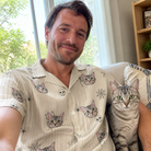 Selfie with the pet whose face is printed all over this Men's Arachnid Antics Custom Cat Face Hawaiian Shirt