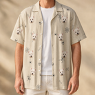 Man wearing Men's Arachnid Antics Custom Dog Face Hawaiian Shirt open over a white tee