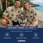 Friends in matching Men's Arachnid Antics Custom Dog Face Hawaiian Shirt — a group gift photo