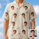 Man wearing Men's Arachnid Antics Custom Face Hawaiian Shirt — custom faces printed all-over
