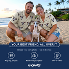 Friends in matching Women's Arachnid Antics Custom Dog Face Hawaiian Shirt — a group gift photo