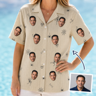 Woman wearing Women's Arachnid Antics Custom Face Hawaiian Shirt — custom faces printed all-over