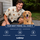 Friends in matching Men's Arachnid Antics Custom Dog Face Polo Shirt — a group gift photo