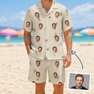 Man wearing Men's Arachnid Antics Custom Face Shirt & Shorts Set — custom faces printed all-over