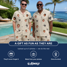 Friends in matching Men's Arachnid Antics Custom Face Shirt & Shorts Set — a group gift photo