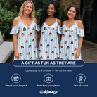Friends in matching Women's Graveyard Giggles Custom Face Off-Shoulder Dress — a group gift photo