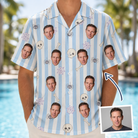 Man wearing Men's Graveyard Giggles Custom Face Hawaiian Shirt — custom faces printed all-over