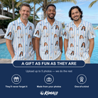 Friends in matching Men's Graveyard Giggles Custom Face Hawaiian Shirt — a group gift photo