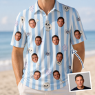 Man wearing Men's Graveyard Giggles Custom Face Polo Shirt — custom faces printed all-over