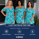 Friends in matching Women's Cranium Capers Custom Face Off-Shoulder Dress — a group gift photo