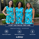 Friends in matching Women's Cranium Capers Custom Face V-Neck Dress — a group gift photo